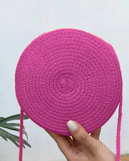 Summer Woven Straw Crossbody Bag for Women | Fashion Round Handmade Rattan Beach Small Handbag (Travel Female Shoulder Bag)