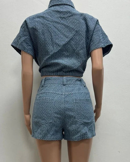 Denim Two-Piece Shorts Set
