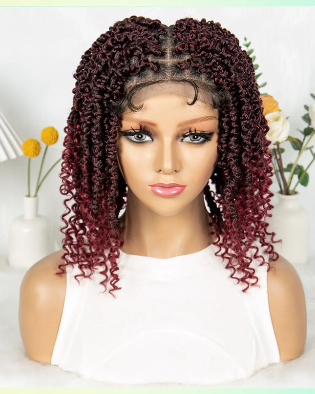 14Inch Full Lace Braided Wigs Synthetic Lace Frontal Twisted Braids Wigs with Baby Hair Knotless Box Braids Wig for Black Women Caethelstore.com