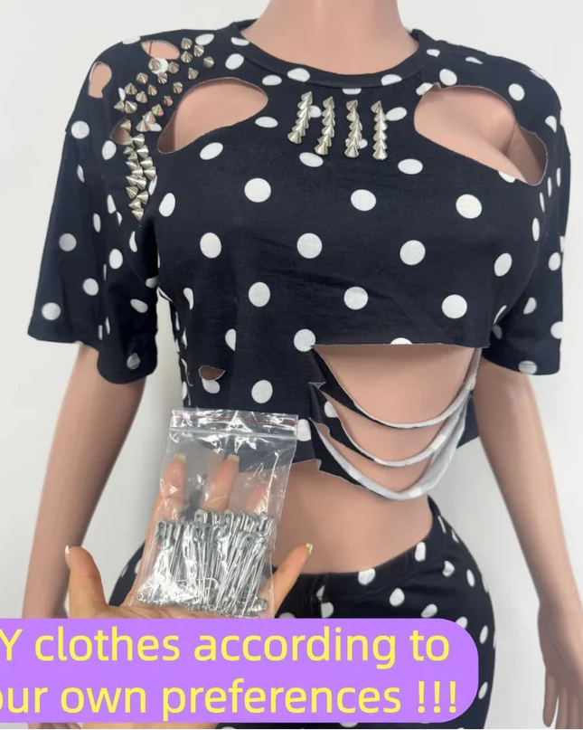 Polka Dot Two-Piece Pants Set