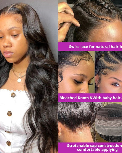 Body Wave Lace Frontal Wig Brazilian Transparent 13x4 Lace Front Human Hair Wigs For Black Women Loose Water Wavy Wig PrePlucked