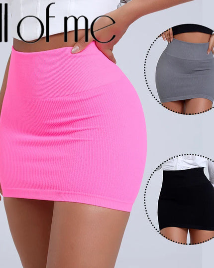 1 Pc Spring/Summer New High Waist Elastic Business Women's Mini Skirt, Black Slimming Knitted Half Skirt, Professional Workwear Urban Fashion Icon