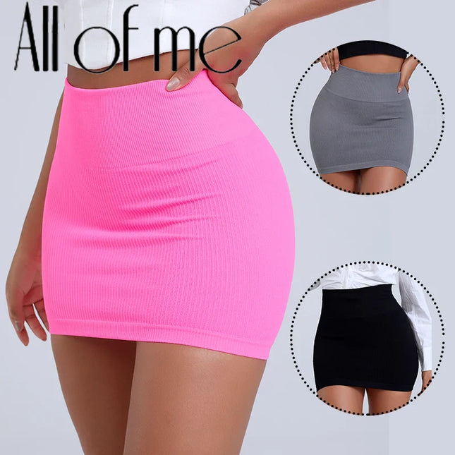 1 Pc Spring/Summer New High Waist Elastic Business Women's Mini Skirt, Black Slimming Knitted Half Skirt, Professional Workwear Urban Fashion Icon