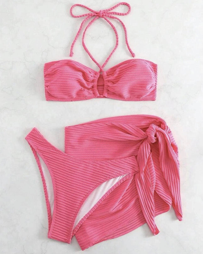 Sexy Halterneck Three-Piece Bikini Set | ZAKAPOP