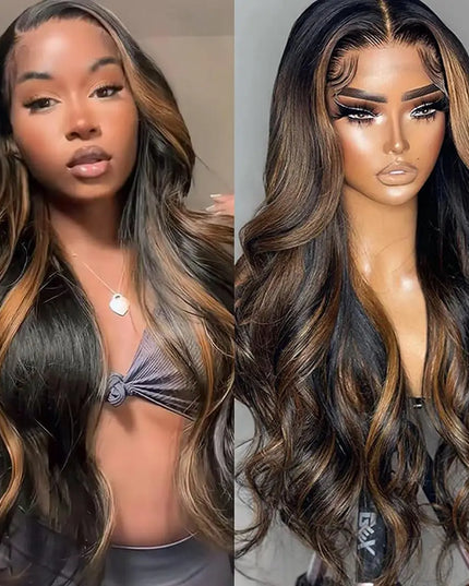 1B/30 Ombre Highlight Lace Front Wigs Human Hair 13x6 Body Wave Wig Human Hair 13x4 Transparent Lace Frontal Wigs For Women Caethelstore.com