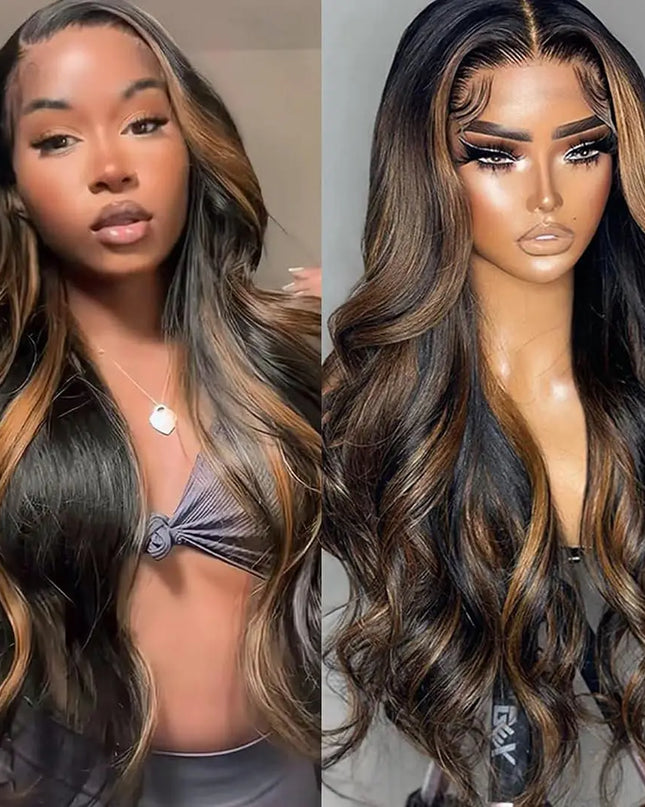 1B/30 Ombre Highlight Lace Front Wigs Human Hair 13x6 Body Wave Wig Human Hair 13x4 Transparent Lace Frontal Wigs For Women Caethelstore.com
