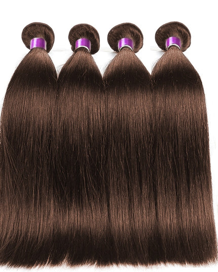 Chocolate Brown Bone Straight Human Hair Bundles with 4x4 Lace Closure Frontal Remy Brazilian Hair Weave Bundles with Closure HOL stores