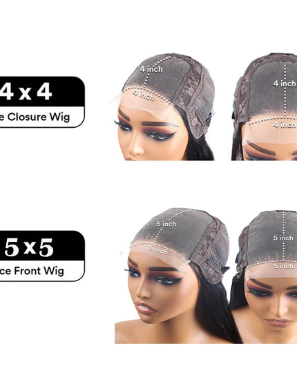 200% Density Glueless 5x5 Straight Lace Closure Wig Human Hair For Women 4x4 HD Transparent Pre Plucked Closure Wigs