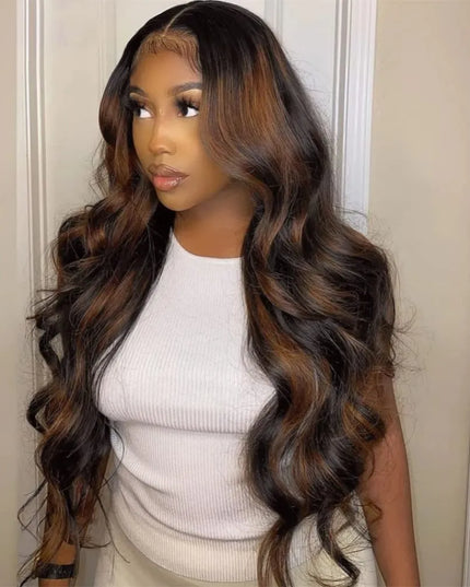 1B/30 Ombre Highlight Lace Front Wigs Human Hair 13x6 Body Wave Wig Human Hair 13x4 Transparent Lace Frontal Wigs For Women Caethelstore.com