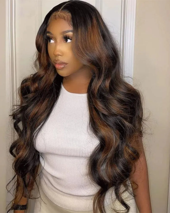 1B/30 Ombre Highlight Lace Front Wigs Human Hair 13x6 Body Wave Wig Human Hair 13x4 Transparent Lace Frontal Wigs For Women Caethelstore.com