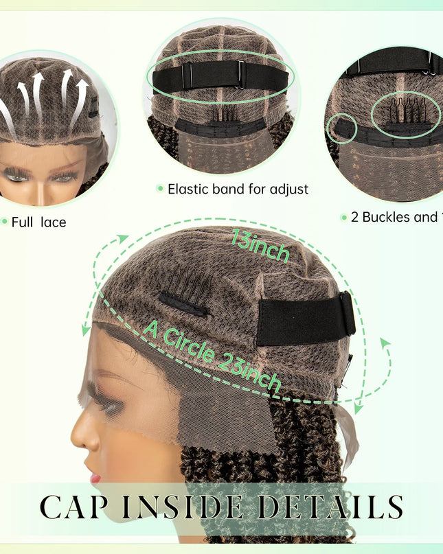 14Inch Full Lace Braided Wigs Synthetic Lace Frontal Twisted Braids Wigs with Baby Hair Knotless Box Braids Wig for Black Women Caethelstore.com