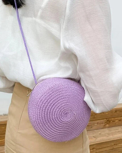Summer Woven Straw Crossbody Bag for Women | Fashion Round Handmade Rattan Beach Small Handbag (Travel Female Shoulder Bag)