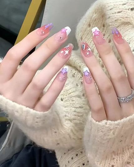 Summer Rainbow Fun Hand-Painted Press-on Nail Art | ZAKAPOP