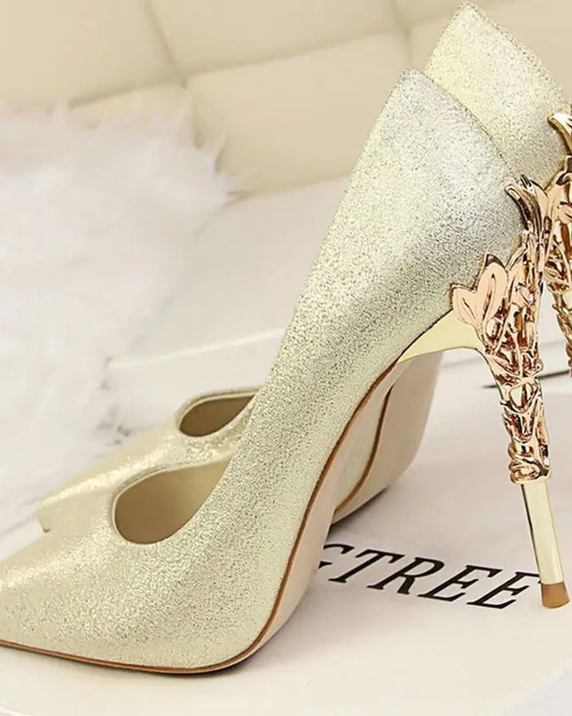 White Satin High Heels for Women - Stylish Pointed Shoes