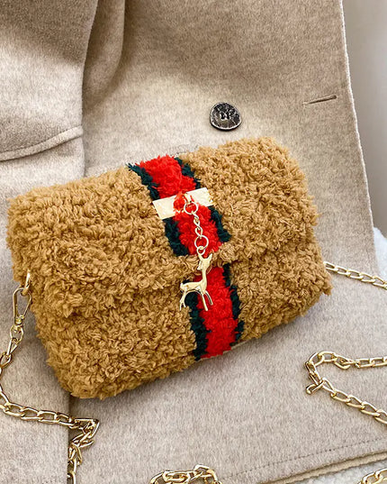 Hand-Woven Fleece Lined Plush One-Shoulder Bag