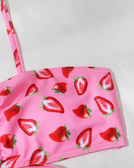 Three-Piece Strawberry Pattern Gauze Bikini | ZAKAPOP