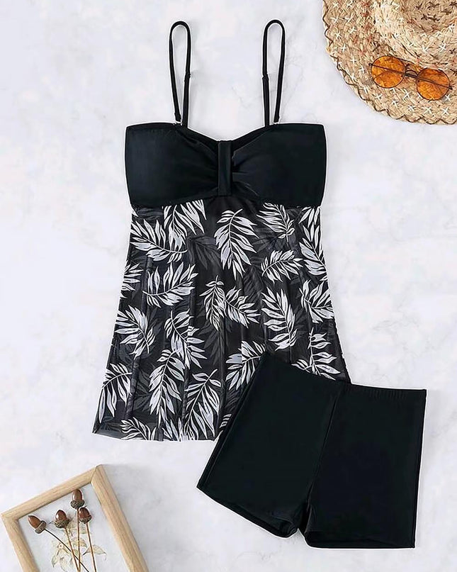 Tropical Print Ruched Bikini Swimsuit | ZAKAPOP
