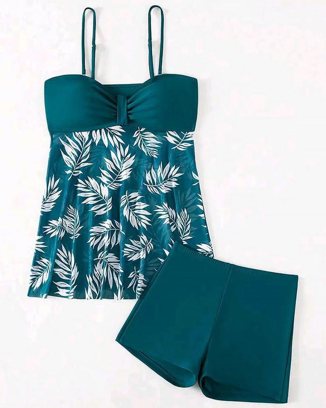 Tropical Print Ruched Bikini Swimsuit | ZAKAPOP