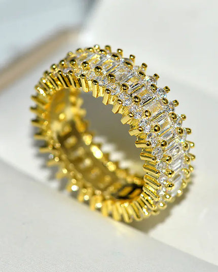 Gold Encrusted Zircon Ring Decoration