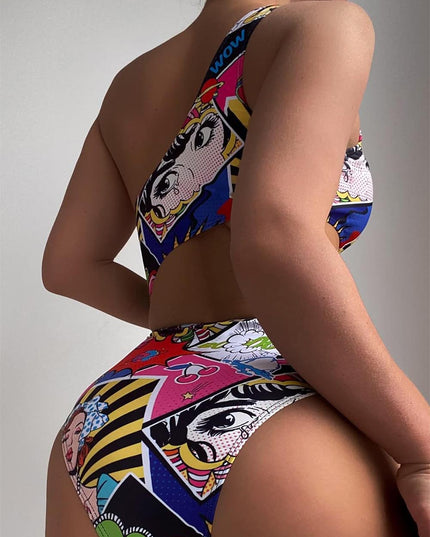 Women's Cartoon Pattern Cut Out One Piece Swimwear | ZAKAPOP