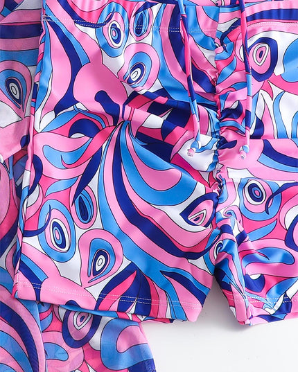 Women's Geometric Print Three-Piece Set Swimsuit with Long-Sleeve Hoodie | ZAKAPOP