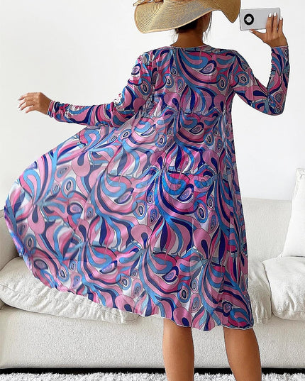 Women's Geometric Print Three-Piece Set Swimsuit with Long-Sleeve Hoodie | ZAKAPOP