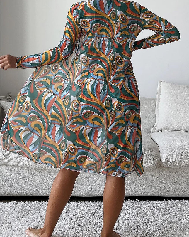 Women's Geometric Print Three-Piece Set Swimsuit with Long-Sleeve Hoodie | ZAKAPOP