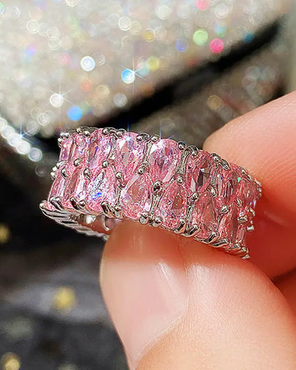 Gold Encrusted Zircon Ring Decoration