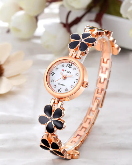 Women's Quartz Watch with Floral Design