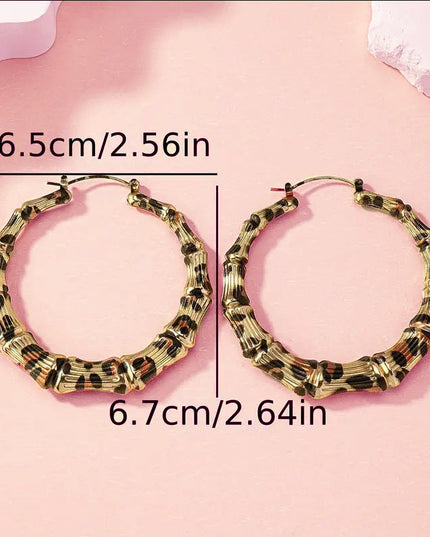 New Fashion Leopard Print Round Hoop Earrings For Women Jewelry Punk Metal Zebra Cow Big Circle Earring Female Party Gifts