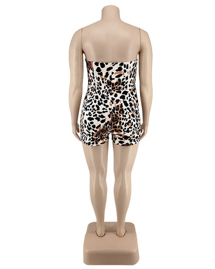 Leopard Print Jumpsuit Plus Size Women's