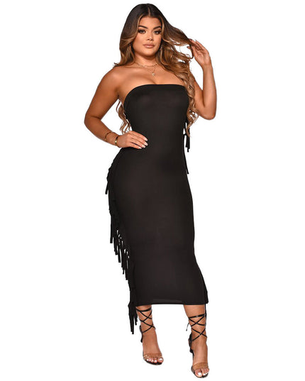 Sexy Wrap Chest Fringed Tight Dress