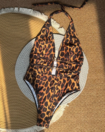 Sexy Bikini Suspender Deep V Black And White Cross Thin Swimsuit
