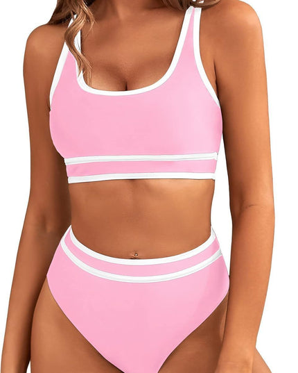 Bikini Tight-fitting Solid Color Swimsuit For Women