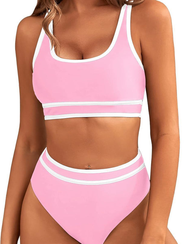 Bikini Tight-fitting Solid Color Swimsuit For Women