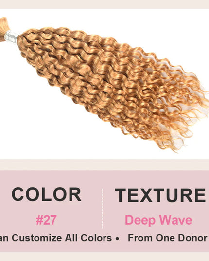Junoda Hair #27 Honey Blonde Deep Wave Bulk Human Hair For Braiding junoda