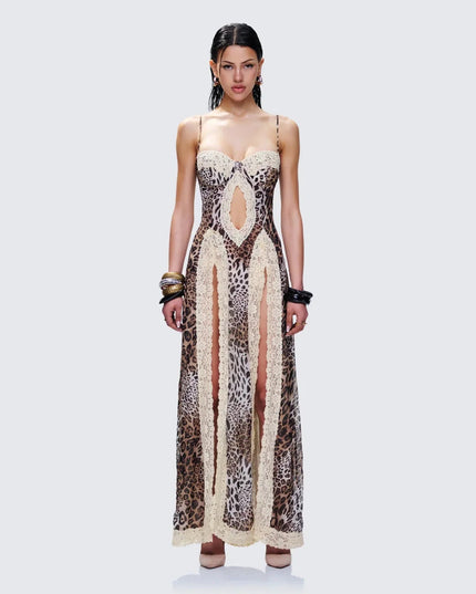 Angelis Leopard Print Maxi Dress