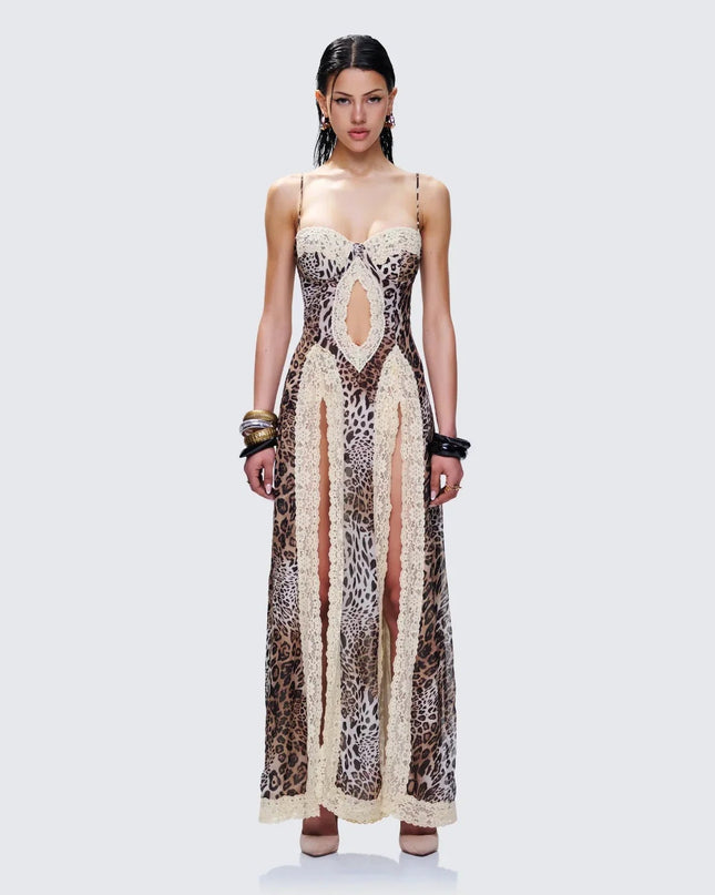 Angelis Leopard Print Maxi Dress