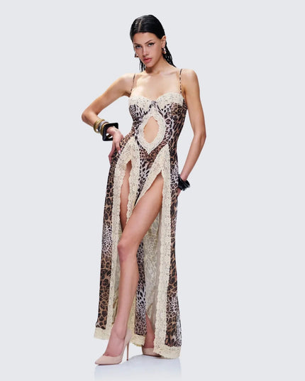 Angelis Leopard Print Maxi Dress