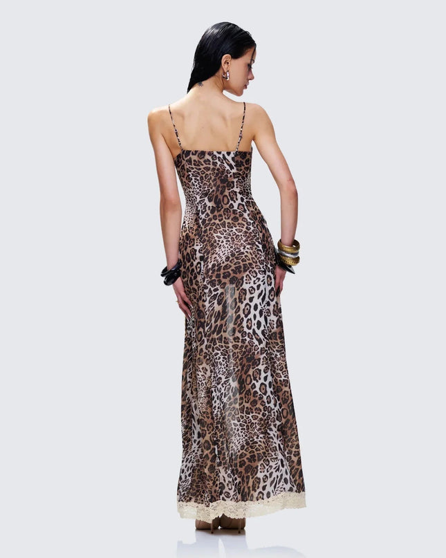 Angelis Leopard Print Maxi Dress