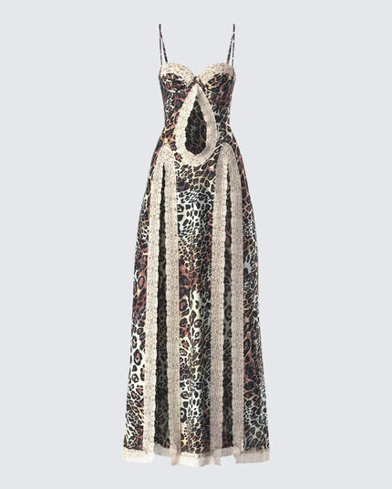 Angelis Leopard Print Maxi Dress