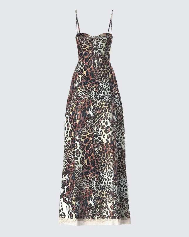 Angelis Leopard Print Maxi Dress