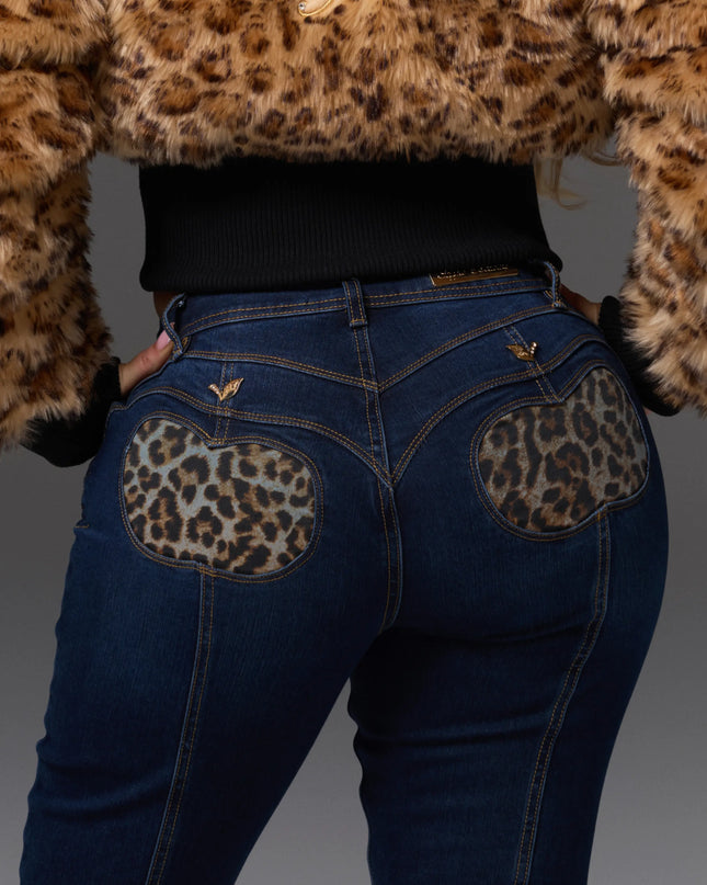 Cheetah Apple Pocket Low-Rise Jean