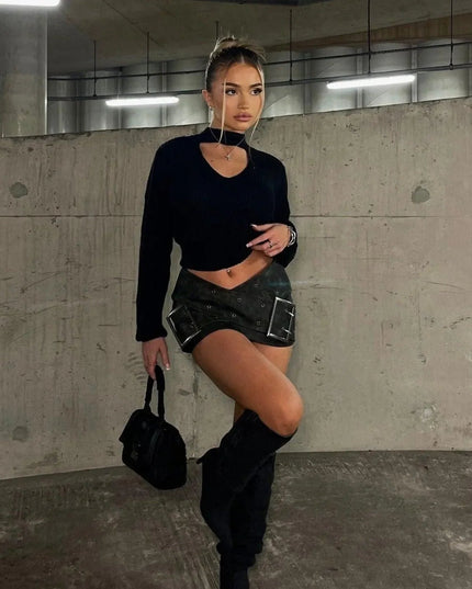 Astral Amethyst Belted Wrap Mini Skirt