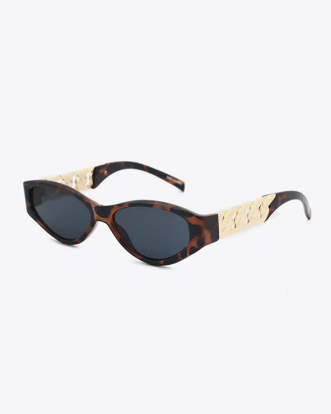 Chain Detail Cat Eye Sunglasses – UV400 Fashion Shades
