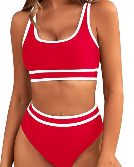 Bikini Tight-fitting Solid Color Swimsuit For Women