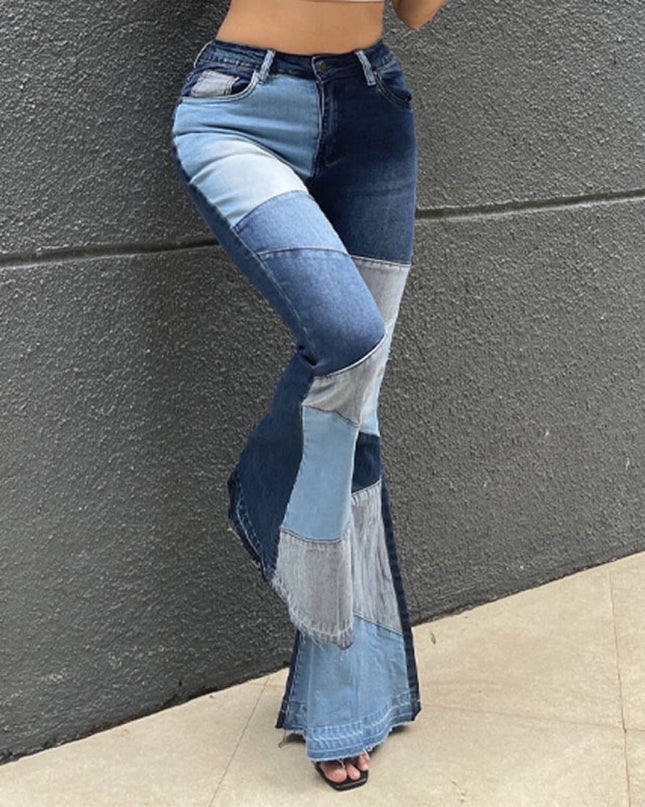 Women's Wide-leg Fashion Stitching Jeans