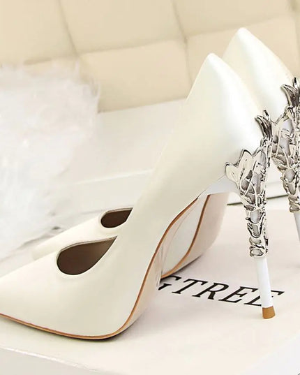 White Satin High Heels for Women - Stylish Pointed Shoes