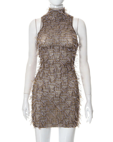 Fashion Women's New High Neck Hip Wrap Slim Dress Women
