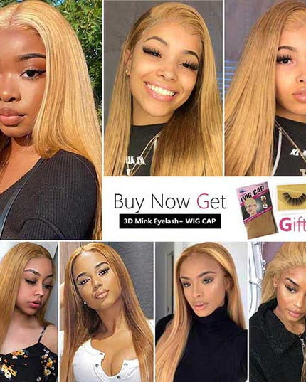 Queenleoraisback Recommend Junoda 27 Color Straight Human Hair Wigs Caramel Blonde Transparent Lace Front Wig junoda